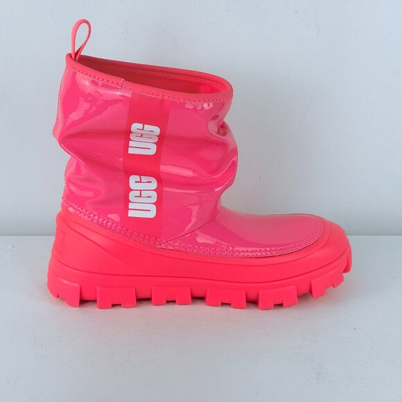 Youth Size 5 - UGG Classic BRELLAH MINI Rain/Winter Girls Boots - Super Coral - Picture 2 of 6